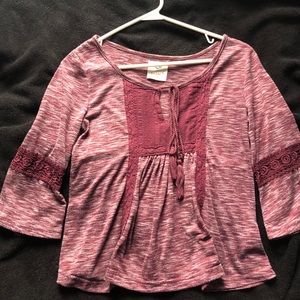Maroon Elbow Length Shirt